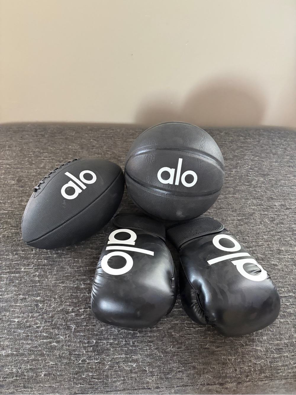 ALO Yoga Black Boxing Gloves & Training Balls Set